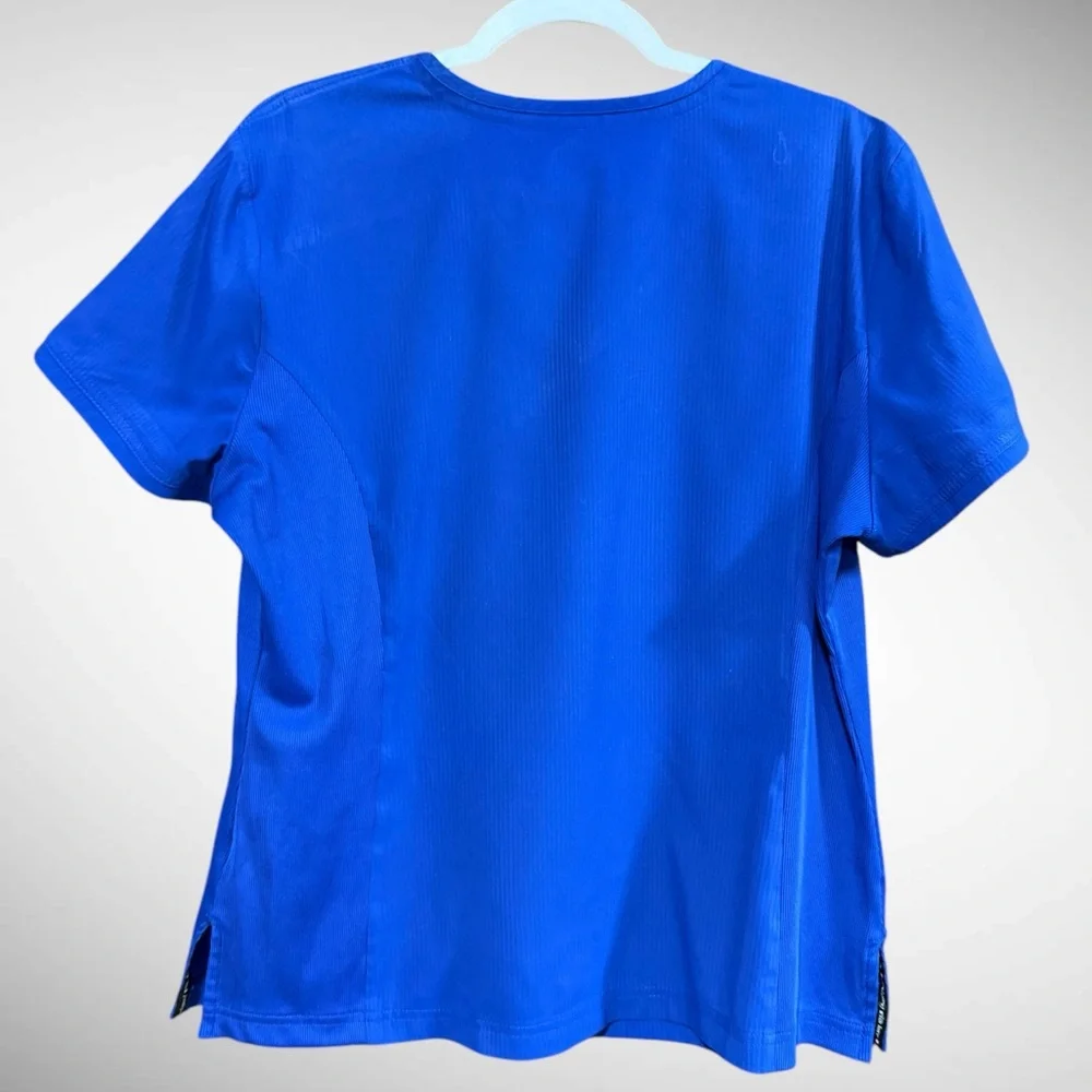 Koi Lite Women's Philosophy 3-Pocket Mock-Wrap Scrub Top in Blue Size Large - Picture 2 of 10